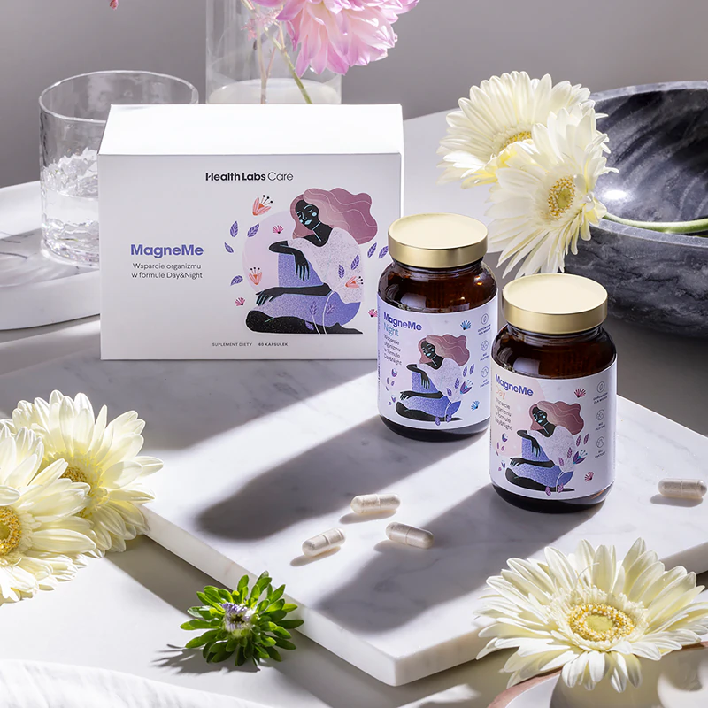 Cápsulas de suplemento alimentar Health Labs Care MagneMe para fortalecer o sistema imunológico.