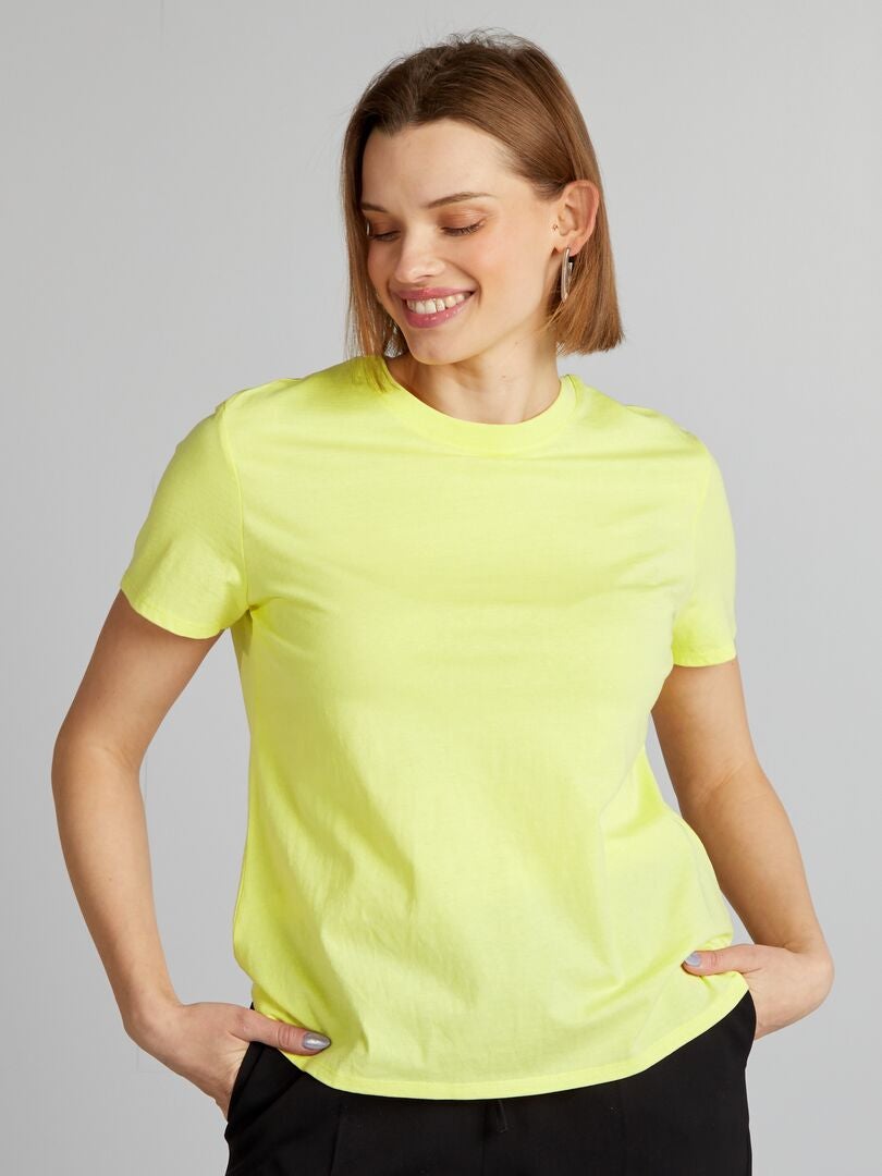 Effen jersey T-shirt - lichtgeel