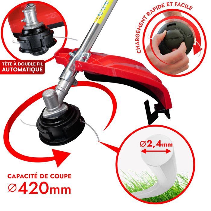 Desbrozadora profesional de gasolina de 50,8 cc - Motor de 2 tiempos - Recortador de bordes - 2 cuchillas - Antivibración