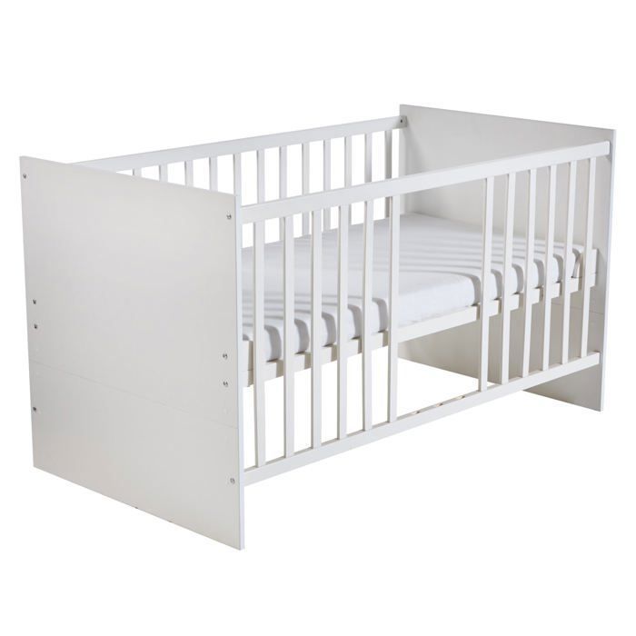 Conjunto completo para habitación infantil ROBA - Maren - Cuna convertible 70x140 + Cambiador compacto + Armario - Blanco