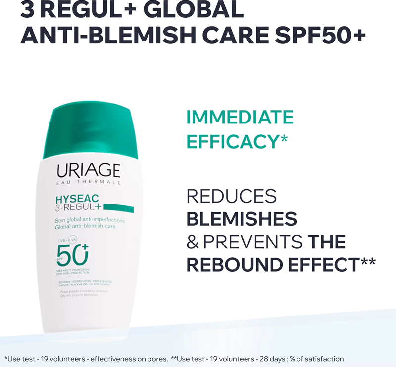 Uriage Hyseac 3-Regul+ Global Anti-Acne FPS 50+ Creme Diurno para Pele Oleosa FPS 50+