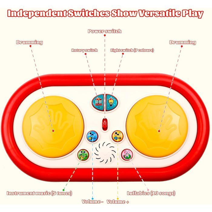 Musical Toy for 1-Year-Olds with Lights - Double Drum Activity Cube - Gift for Children 9-12-18 Months