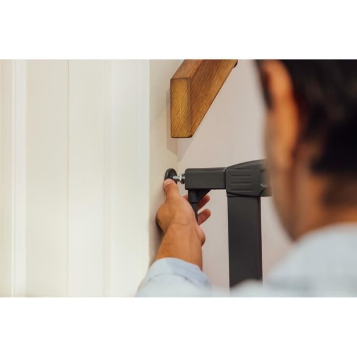 SAFETY 1ST Barrière Simply Close wood & Metal, Pression, 73-80 cm (94cm si extension), sans perçage, Ouverture d'une Main, Bois