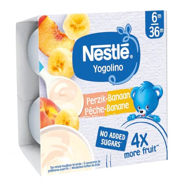 Nestlé Yogolino 6+M persikų ir bananų skonio kūdikių desertas<br>360g