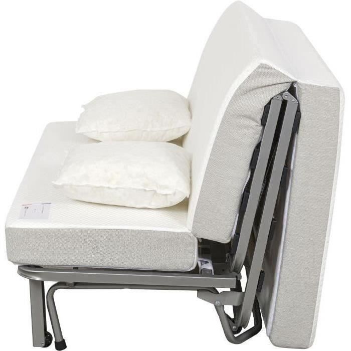 Sofá cama de 2 plazas EVASION - Tapicería gris perla - Colchón SIMMONS - 440 muelles ensacados - Superficie para dormir: 188 x 138 cm