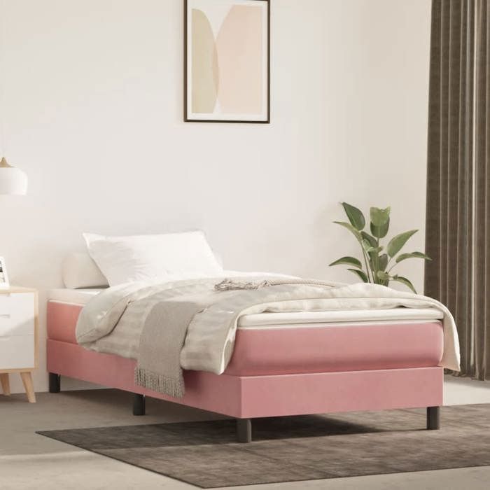 Estructura de cama con colchón - Maison Exclusive - 80x200 cm - Terciopelo rosa - Máxima relajación