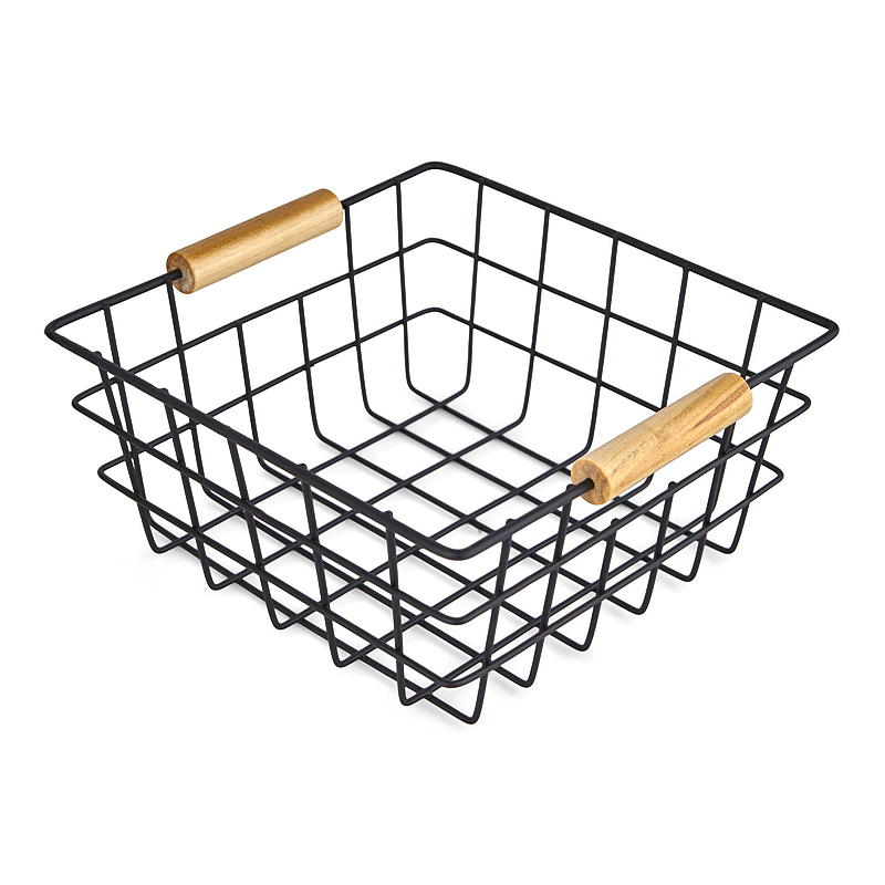 Hjem Trådkurv 20x20x9,5 cm med trehåndtak