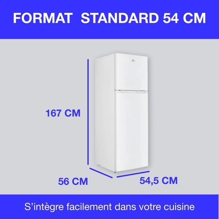Réfrigérateur congélateur haut -247L - Total No Frost(Sans givre) - Blanc - L54,5 cm x H167 cm