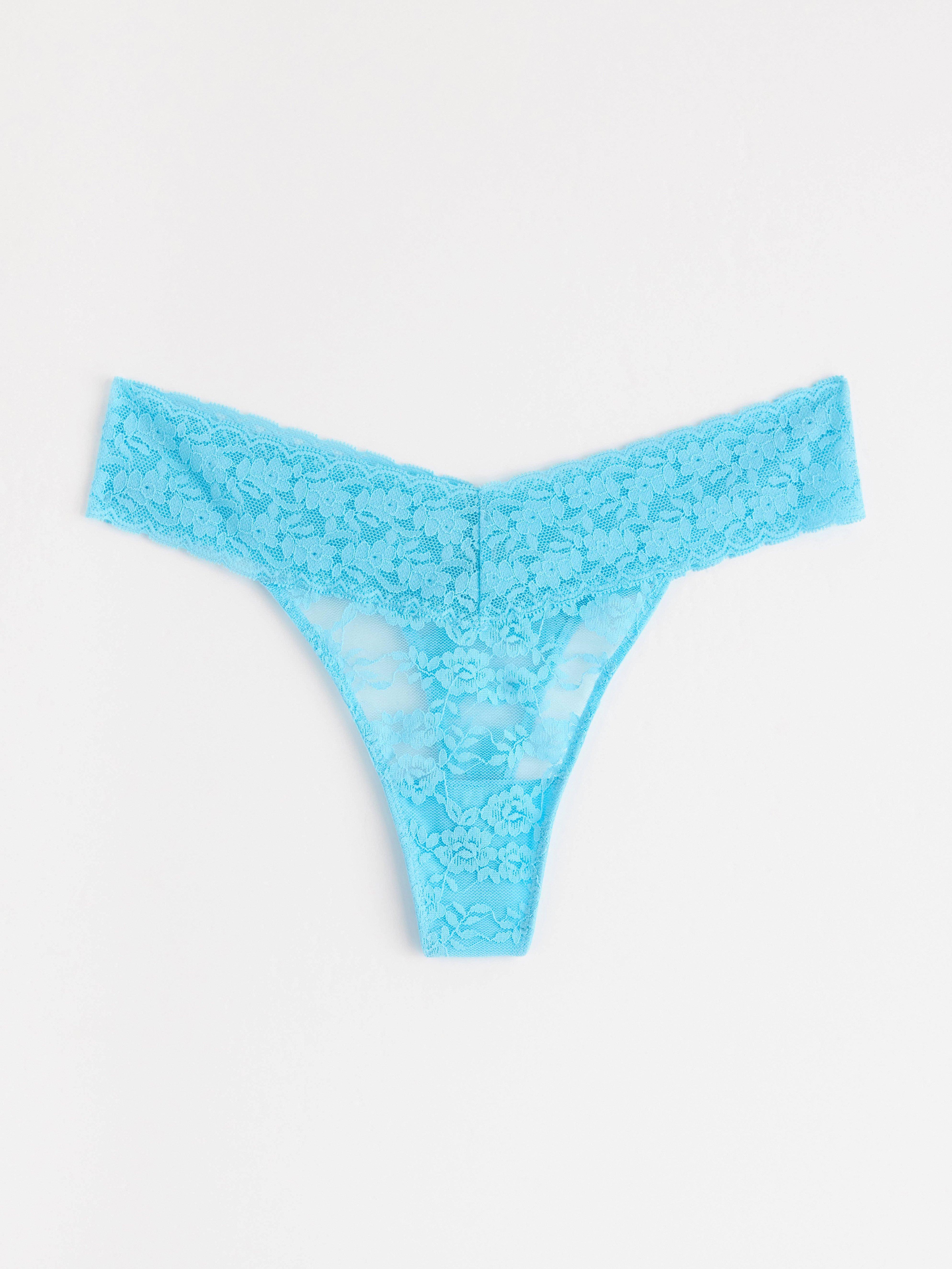 Stringtrosa i spets Turquoise