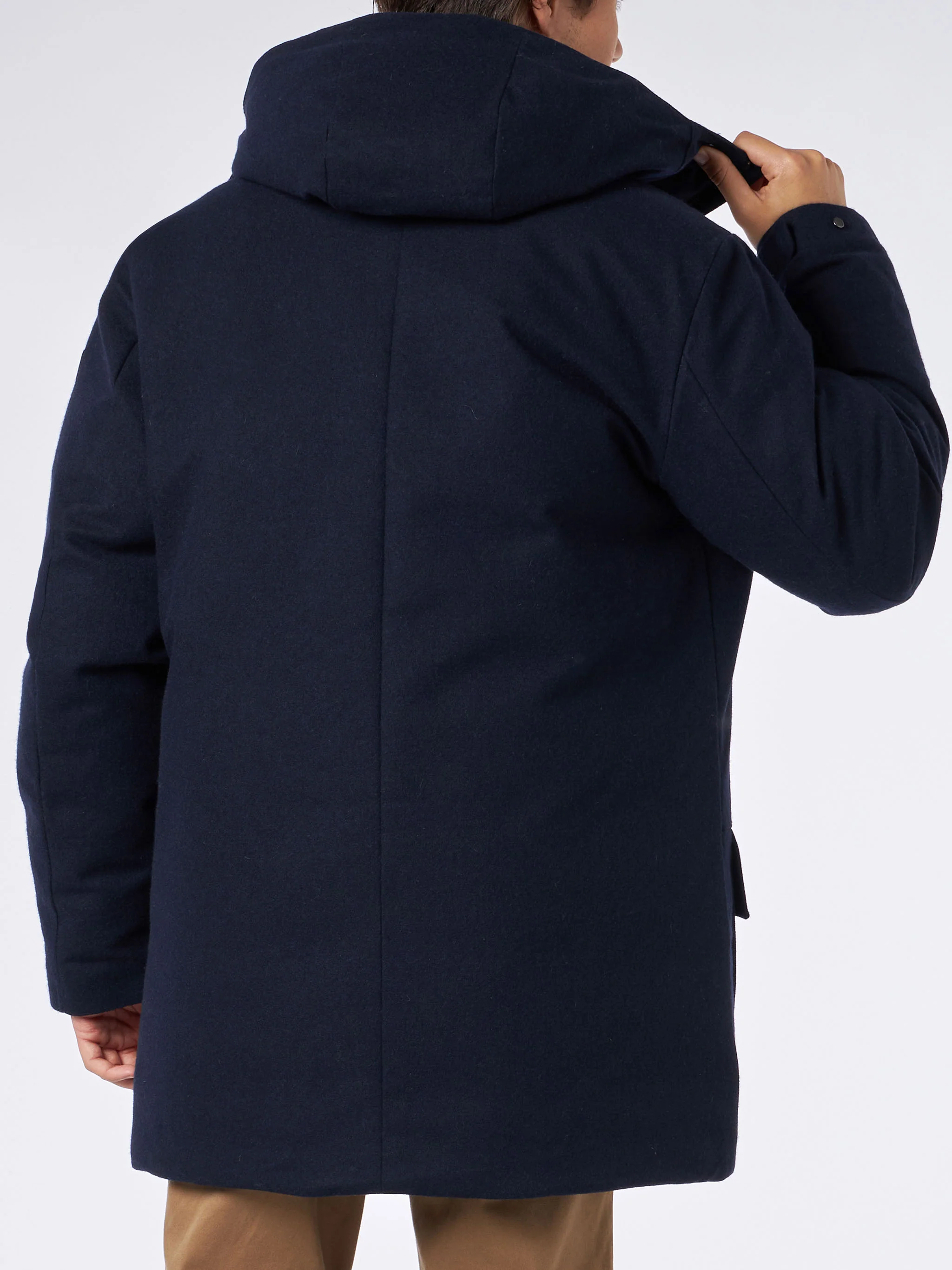 Blauwe herenparka met capuchon