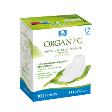 „Organyc“ higieniniai tvarsčiai su sparneliais, vidutinio srauto, 10 vnt.