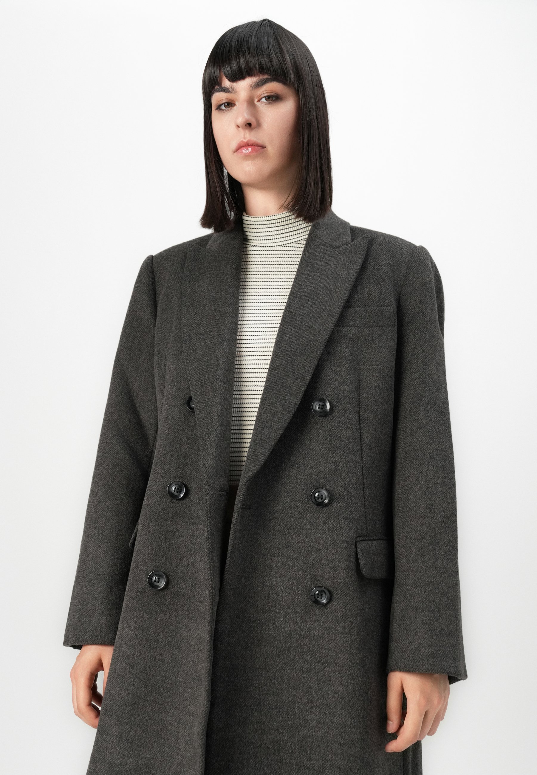 FALLOPIA ABELLAS - Klasszikus kabát - Sötét szürke melanzs