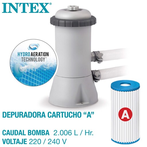 Piscina retangular Intex Prism Frame para instalação acima do solo com bomba de filtro.