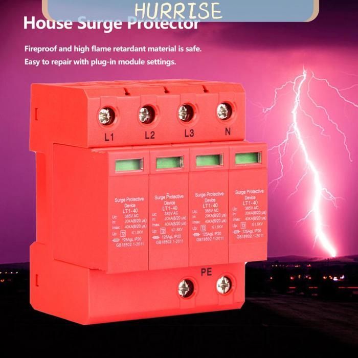 Protector contra sobretensiones para el hogar Tbest, 4P 40KA 385V 20A, pararrayos automático de bajo voltaje para exteriores.