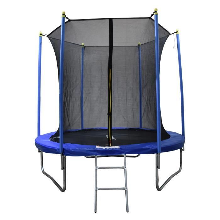 Trampoline - TEENO - 260 cm - Blue - With safety net - Ladder included