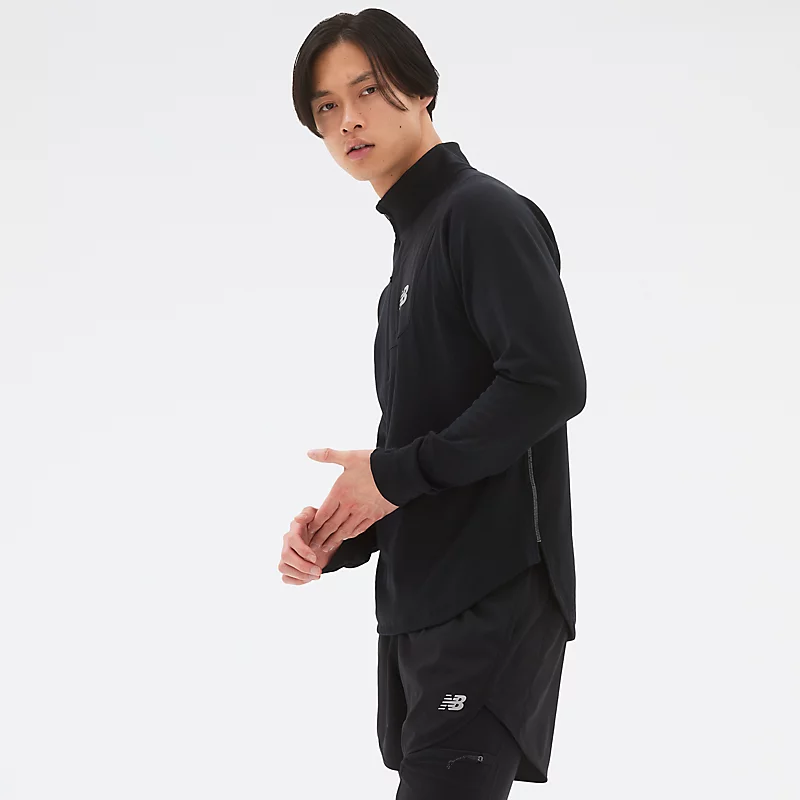 NB Heat Grid Half Zip Hoodie für Herren – SCHWARZ