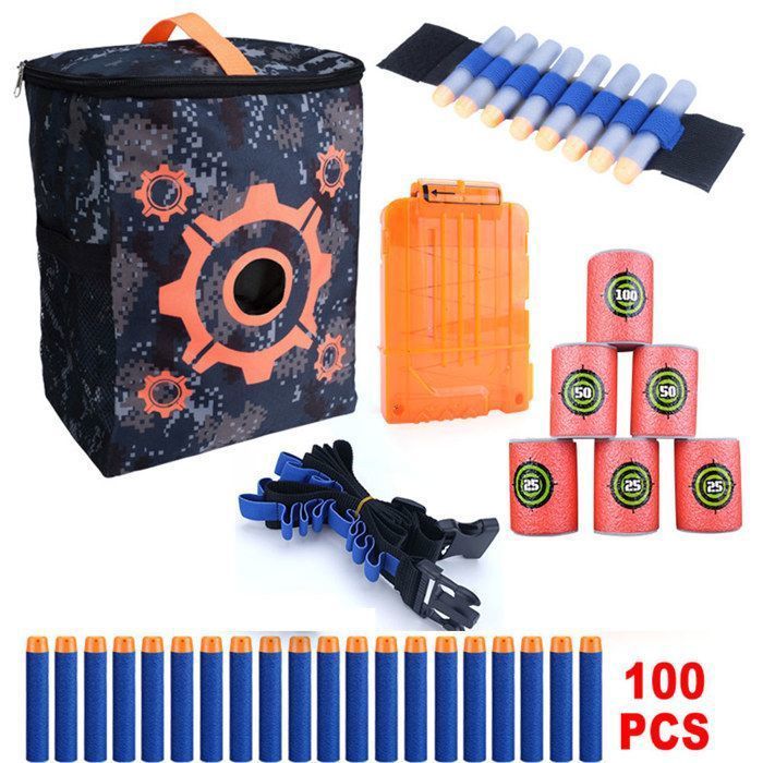 2windeal® opbergtas voor Nerf N-Strike Elite/Mega/Rival blasters + magazijnen, pijltjes en een polsbandje voor het doelwit