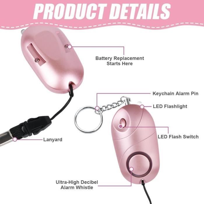 Alarme de sécurité personnelle - MARQUE - 140DB - Portable - LED - 2 pièces