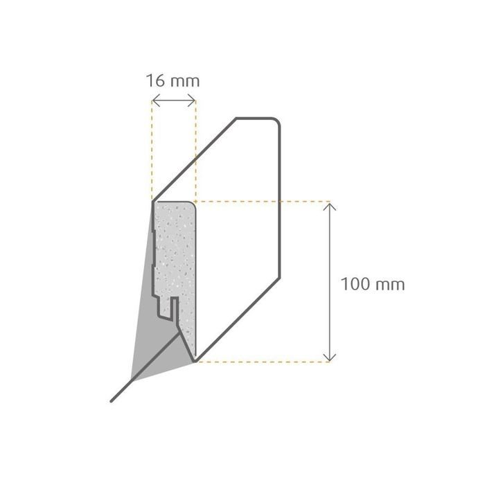 PROVISTON MDF Skirting Board 16 x 100 x 2500 mm Black Laminated Rounded