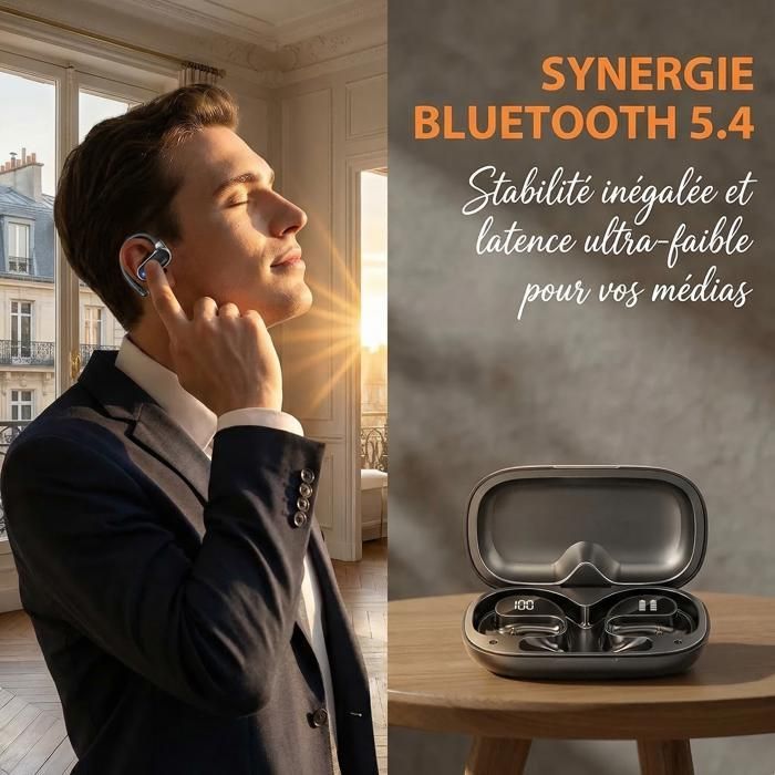 Auriculares inalámbricos GSQZLTE - Más de 180 idiomas - Sonido estéreo HiFi - 60 horas de autonomía - Bluetooth 5.4 - Negro