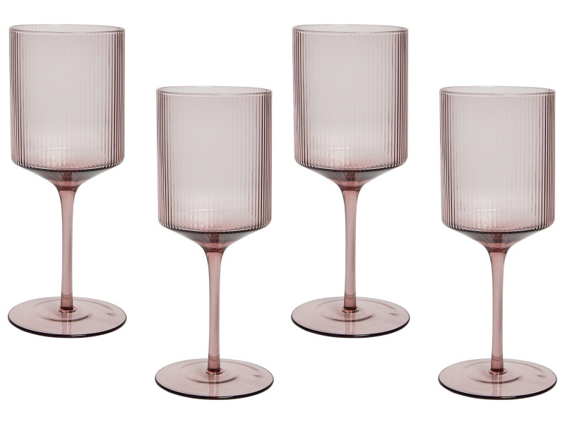 Zestaw 4 kieliszków do wina 380  ml ryflowany
