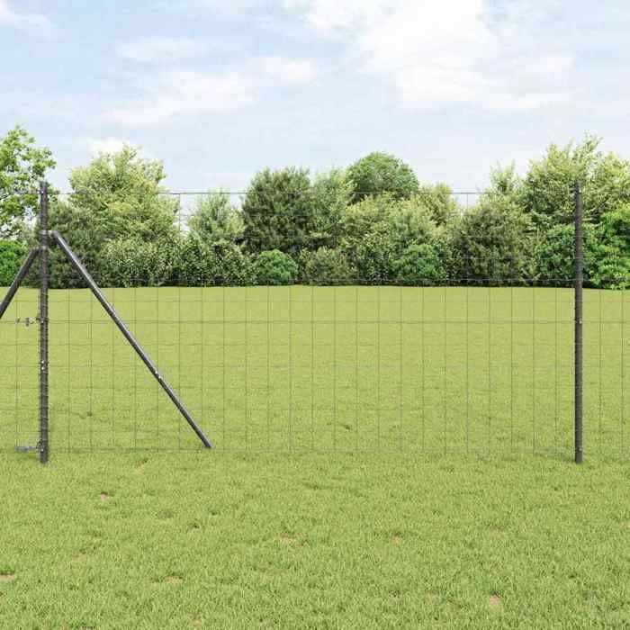 BURKE@ Grått staket med stolpe, grått 1,4x10 m stål och PVC, 17,33 kg, hög kvalitet A7215