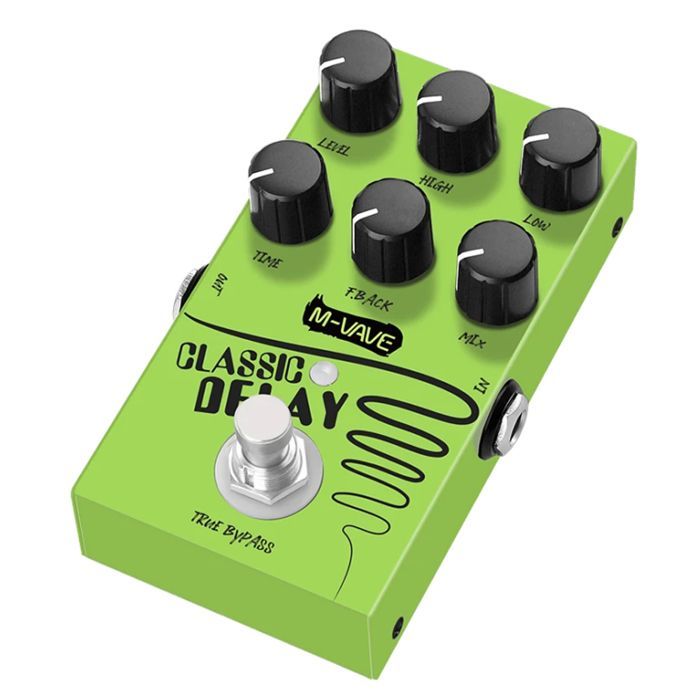 Delay-Effektpedal – RNCYN – 600 ms Verzögerungszeit – True Bypass – Für E-Gitarre und E-Bass – Grün – Mini