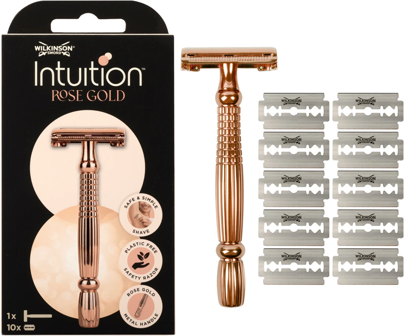Wilkinson Sword Intuition Rose Gold scheermes + 10 vervangende mesjes.