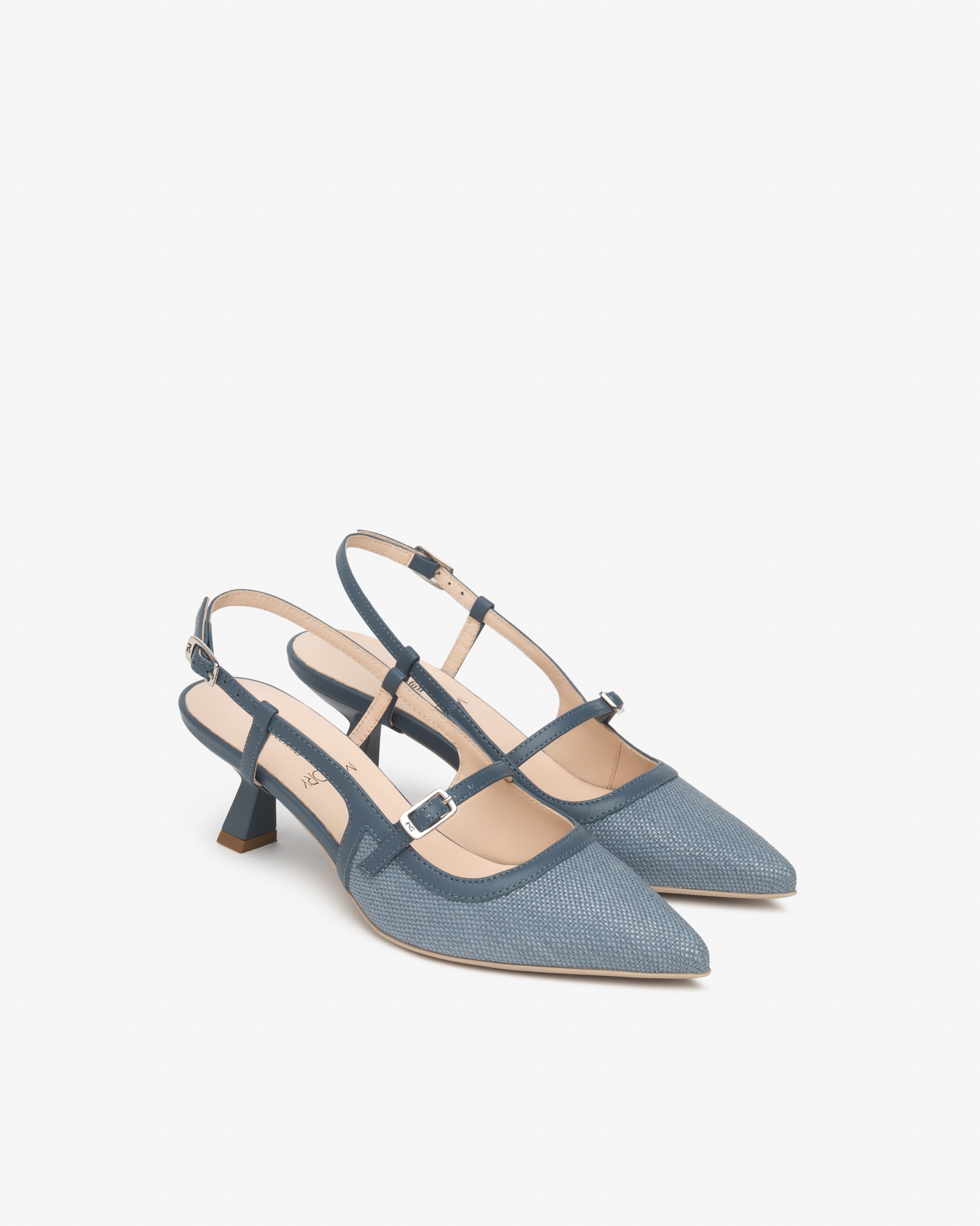 Escarpins à bride arrière pour femmes en cuir et tissu