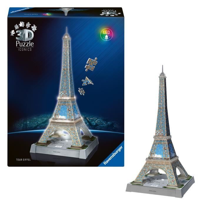 Rompecabezas 3D Iconics - Torre Eiffel iluminada