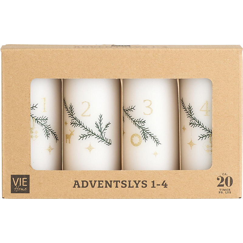 Vie Home Adventskerzen, 4er-Pack, 11 cm, weiß