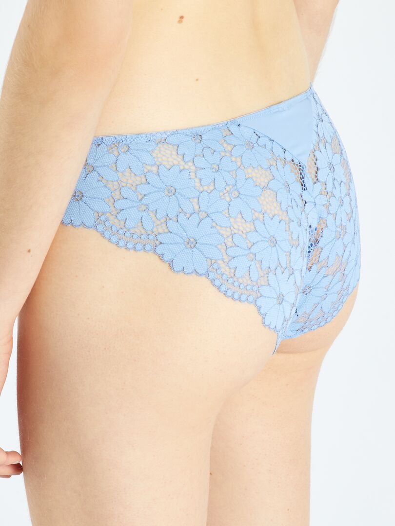 Calcinha de microfibra e renda - AZUL
