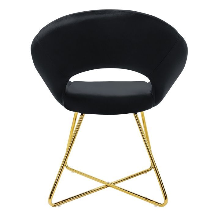 ML-Design Set van 2 zwarte fluwelen eetkamerstoelen met gewatteerde zitting, fauteuil voor eettafel, make-upkamer, woonkamer, keuken