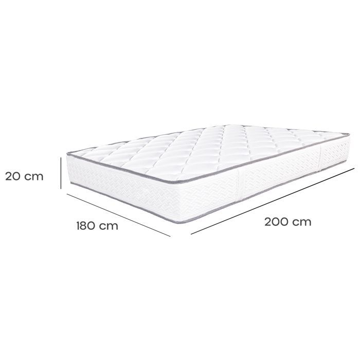 Materasso reversibile ROMA, King Size, 180x200 cm, realizzato in memory foam Memosoft100 e con zone di riposo indipendenti.
