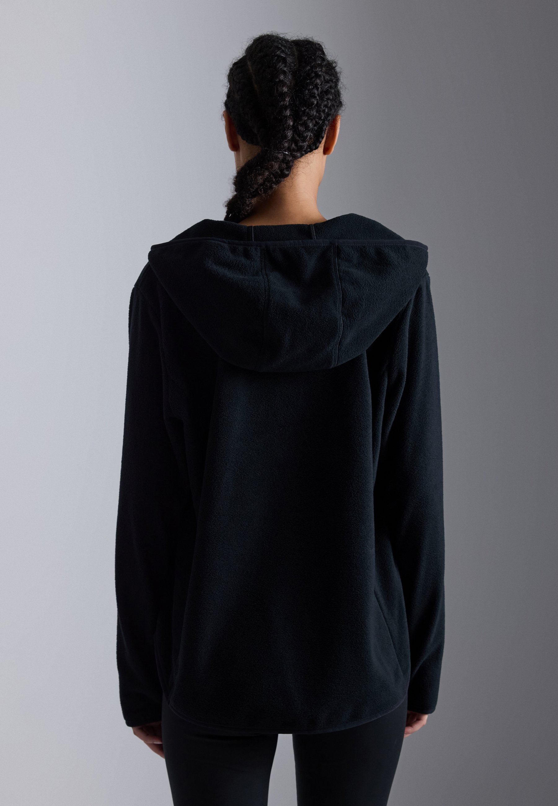 Even&Odd Active OVERSIZED FLEECE MET RITS, CAPUCHON EN DUIMGATEN - Hoodie - zwart