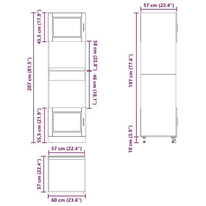 vidaXL Armoires de four 2 pcs Porto noir bois d'ingénierie 3315052