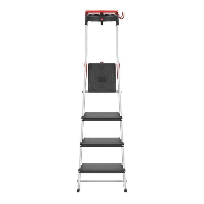 Escada de alumínio Hailo L100 com 4 degraus largos + plataforma TP1
