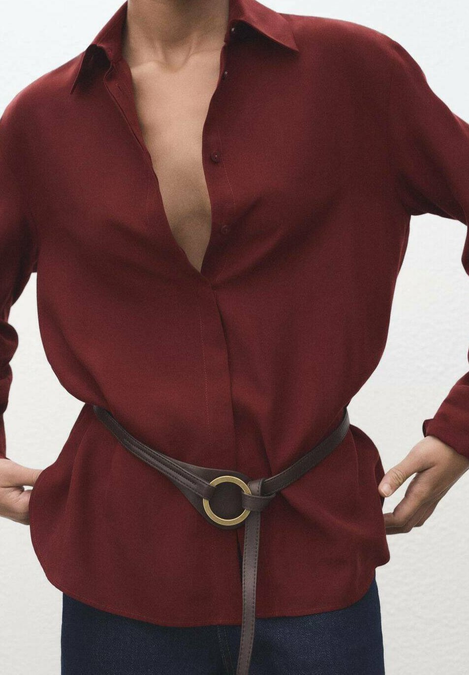 Mango blouse met knoopsluiting - donkerrood