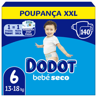 Dodot Baby Dry 13-18 kg koko 6 vuotamattomat vauvanvaipat 140 kpl