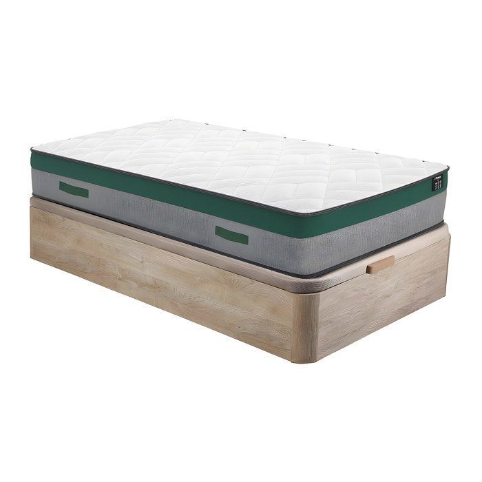 Base de cama de 90 x 200 cm con compartimento de almacenamiento + colchón de muelles ensacados de 22 cm de grosor - PRESTIGE de YSMÉE