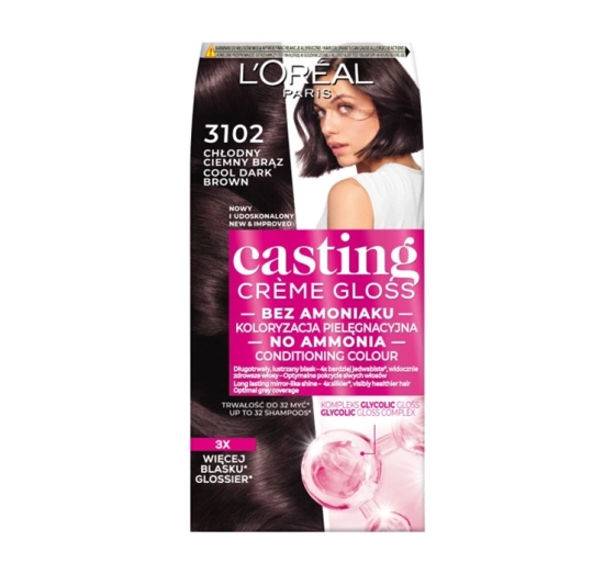 L'Oréal Paris Casting Creme Gloss farba do włosów 3102 Chłodny ciemny brąz