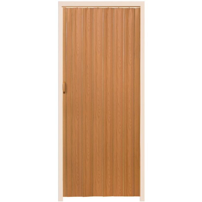 Door - TECTAKE - Double-walled PVC accordion door with sliding handle - Walnut