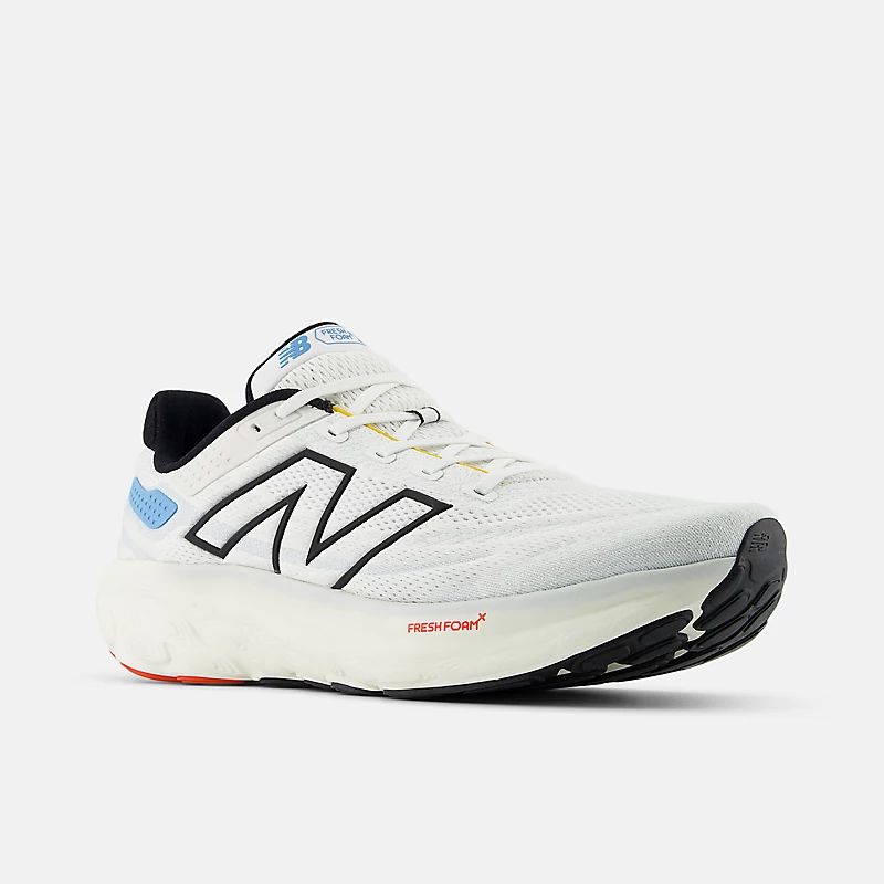 Fresh Foam X 1080 v13 Herrenschuhe – Weiß mit Schwarz und Meeresblau