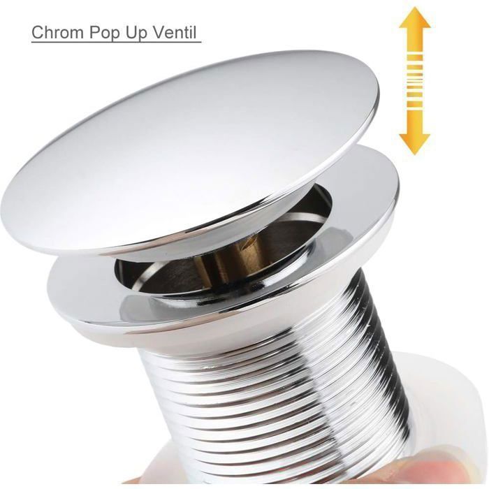 Desagüe automático sin rebosadero, tapón universal para lavabos, cobre cromado, para cocinas, baños, lavabos y fregaderos.