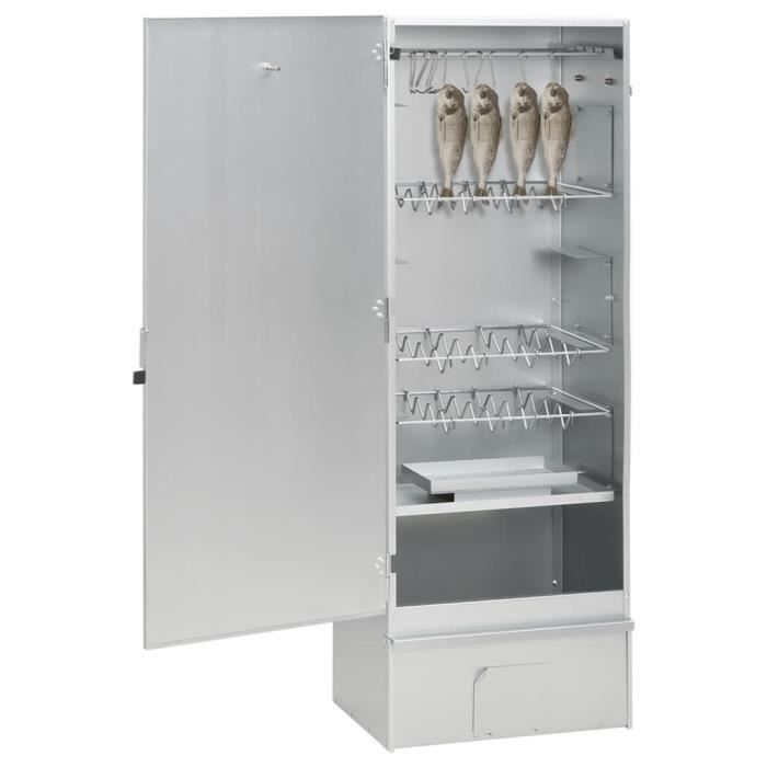 Fumoir - AKOZON - 44,5x29x110 cm - Acier galvanisé - Usage extérieur - Thermomètre inclus