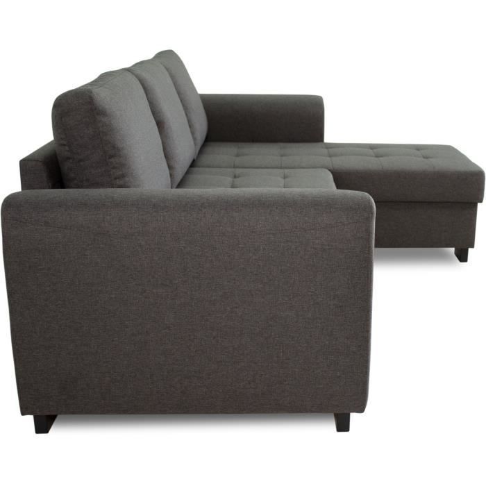 Divano angolare fisso reversibile a 4 posti - Tessuto antracite - L245 x P150 x H86 cm - HAMILTON - Prodotto in Ucraina