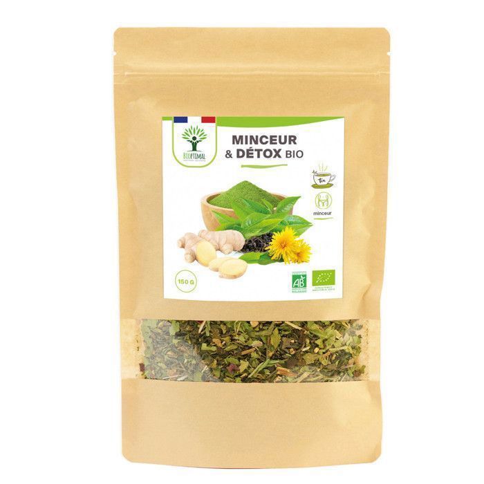 Tè biologico dimagrante e detox - Infuso sfuso - Tè verde, zenzero, ortica, tarassaco - Prodotto in Francia - 150 g