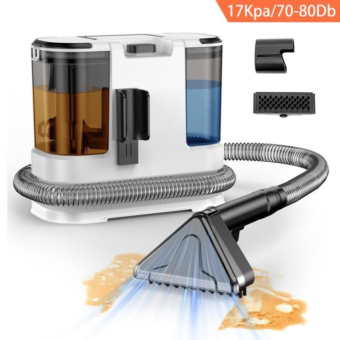 Portable stain remover - 800W/17 Kpa/1.5M hose - 5M power cord - 1.8L/1.3L tank - Fabric sofa cleaner