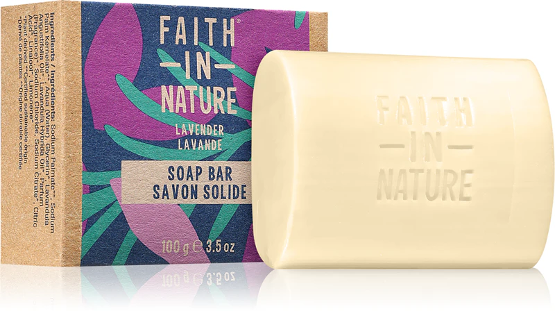 Sabonete artesanal Faith In Nature com aroma de lavanda.