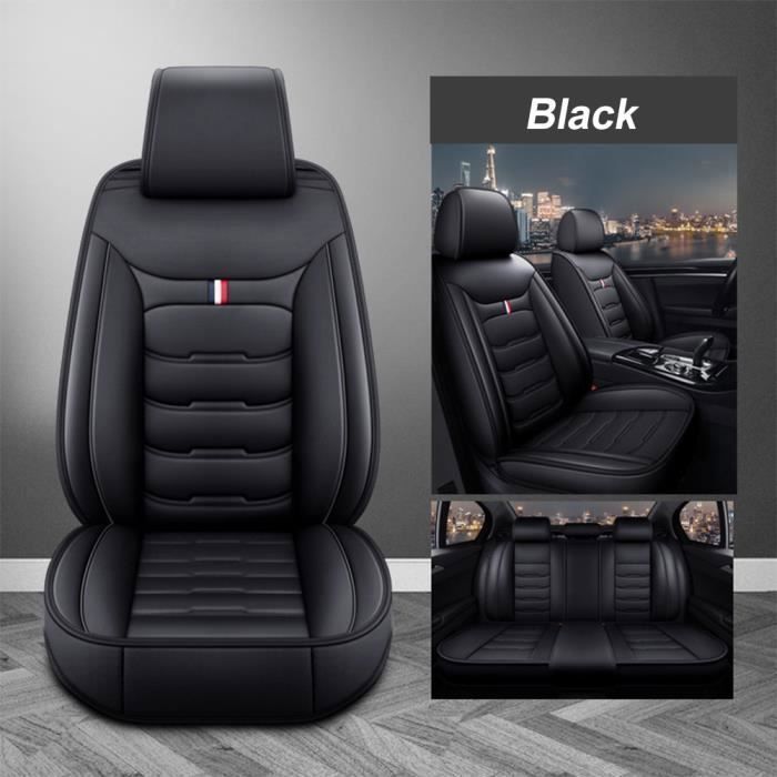 MOMOTOU Housse de siège voiture universelle en cuir PU noir — avant, compatible airbag, installation facile